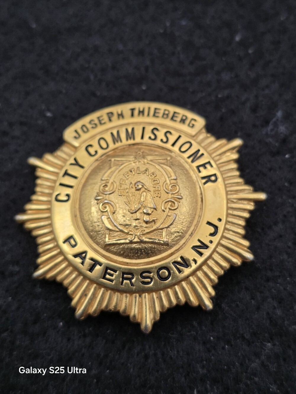 City Commissioner Badge - Gold Paterson NJ - Joseph Thieberg